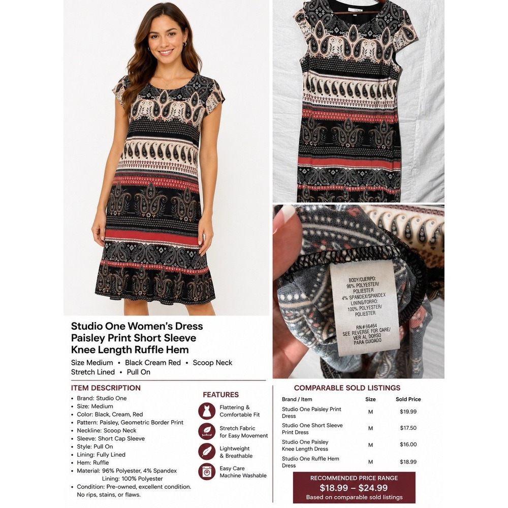 Women's Large Boho Paisley Print Ruffle Hem Lined Midi Dress Preppy